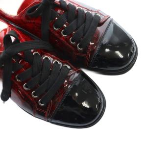 Christian Louboutin スニーカー シューズ 靴 ロゴ エナメル 総柄 グラデーション 36.5 23.5cm 黒 ブラック 赤
