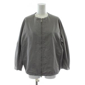 ブルゾン ジャケット 絹 シルク 32 グレー ノーカラー ショート丈 JSPH420605WH45060061