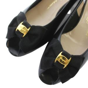 Salvatore Ferragamo BOUTIQUE ヴァラリボン パンプス サンダル レザー オープントゥ ローヒール スリングバック リボン