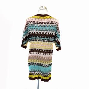 MISSONI ニット カットソー ボートネック 半袖 総柄 マルチカラー ダークブラウン /HO26 GY19