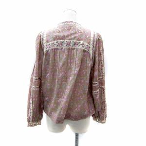 sea NEW YORK ブラウス カットソー 長袖 花柄 刺繍 マルチカラー S ブラウン ピンク /SY29 GY19