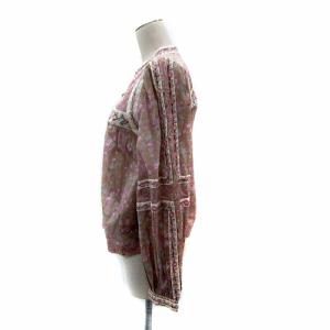 sea NEW YORK ブラウス カットソー 長袖 花柄 刺繍 マルチカラー S ブラウン ピンク /SY29 GY19