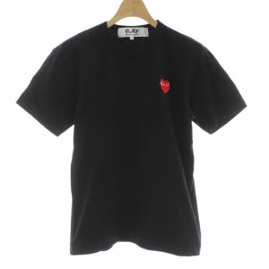 Tシャツ カットソー 半袖 S 黒 ブラック レッドハートワッペン AZ-T108 /PP GY19
