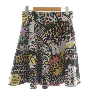 HYSTERIC GLAMOUR フレアスカート ミニ アメコミ柄 総柄 S マルチカラー /XZ GY19