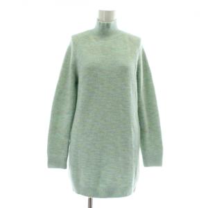 ニット セーター ウール混 キャメル混 長袖 ハイネック 44 L 緑 グリーン /XZ GY19