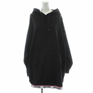 スウェット パーカー ワンピース S 黒 ブラック ロゴ 長袖 プルオーバー /PP GY19