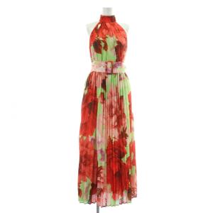 Floral Halter Neck Pleated Midi Dress ワンピース