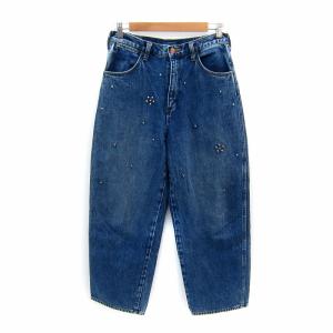 デニムパンツ バレルジーンズ ワイドパンツ ロング丈 スタッズ M インディゴブルー WL3002 /SY4