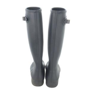 HUNTER ORIGINAL TALL レインブーツ ロング ベルト ロゴ 大きいサイズ 8 25cm 紺 ネイビー