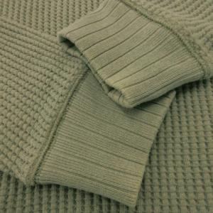 Jackman Waffle Midneck ニット セーター 長袖 L 緑 グリーン カーキ ワッフル ミッドネック