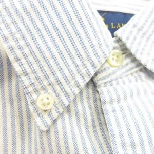 RALPH LAUREN OXFORD SHIRT ボタンダウンシャツ 長袖 S 青 ブルー ストライプ ロゴ刺繍 /AO2 GY03