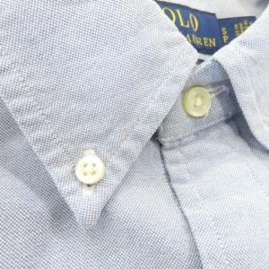 POLO RALPH LAUREN ICONIQ OXFORD SHIRT 長袖シャツ S 青 ブルー ボタンダウン ロゴ /AO36 GY03