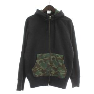 パーカー フーディー 長袖 迷彩柄 カモフラ ジップアップ M グレー /XZ GY03