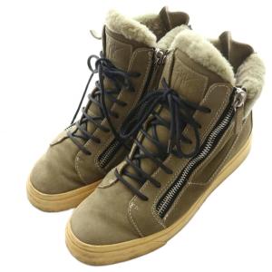 GIUSEPPE ZANOTTI ハイカットスニーカー スエード ボア 40 オリーブ /SS OS GY03
