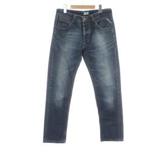 jennon ストレート デニム ジーンズ 32 インディゴ ブルー 青 ボタンフライ ダメージ加工 M909R.118.910