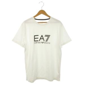 EA7 半袖Tシャツ クルーネック プリント ロゴ ストレッチ 大きいサイズ XXL 白 ホワイト /AH12