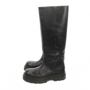 SUNNY VENUS ロングブーツ レザー タンクソール 37 23.5cm 黒 ブラック /AH5