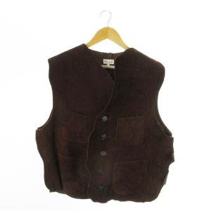 レザーベスト スエード 牛革 フロントボタン F 茶 ブラウン /AO23 GY44