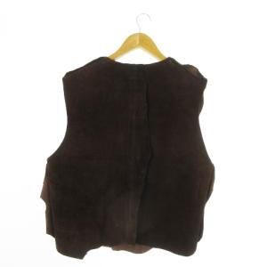 PAUL SMITH レザーベスト スエード 牛革 フロントボタン F 茶 ブラウン /AO23 GY44