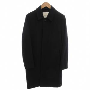 ステンカラーコート ウール ひざ丈 36 紺 ネイビー /FF GY44