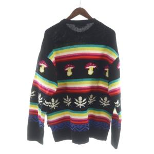 MSGM FUNNY MUSHROOM ニット セーター 長袖 ロゴ 総柄 M マルチカラー 3340MM131