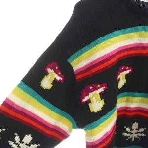 MSGM FUNNY MUSHROOM ニット セーター 長袖 ロゴ 総柄 M マルチカラー 3340MM131