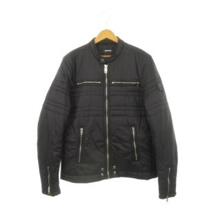 中綿シングルライダースジャケット ナイロン ロゴ XL 黒 ブラック /AH8 GY01