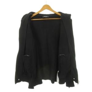 DIESEL パーカー ジャケット スウェット フード刺繍 L 黒 ブラック 長袖 デニム切り替え ジップアップ /AH25