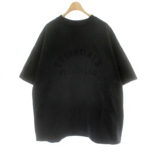 Tシャツ カットソー 半袖 トップス S 黒 ブラック オーバーサイズ ラバーロゴ /PP GY01