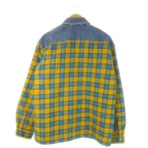 DIESEL S-BUN シャツジャケット デニム 中綿 L 黄 イエロー チェック柄 切替 /AO4 GY01