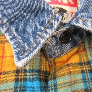 DIESEL S-BUN シャツジャケット デニム 中綿 L 黄 イエロー チェック柄 切替 /AO4 GY01