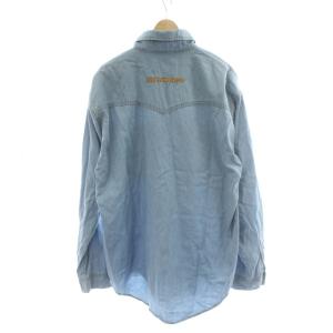 JEANS 北斎タグ 80s-90s ヴィンテージ デニム シャツ S 青 ブルー シャンブレー 刺繍