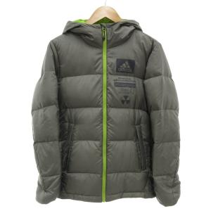 CLIMA PROOF ダウンジャケット フード ジップアップ M グレー 緑 グリーン /GV GY44