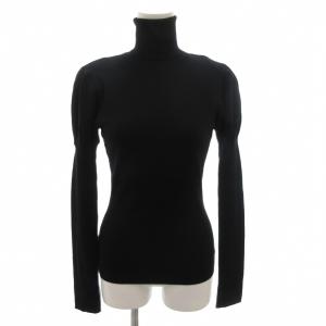 タートルネックセーター ニット ウール 40 黒 ブラック 長袖 パフスリーブ /FF GY44