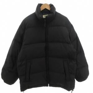 ダウンジャケット ブルゾン L 黒 ブラック 裏地ブラックウォッチ スタンドカラー /FF GY44