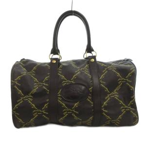 ミニボストン ハンドバッグ 茶 ブラウン ロゴパッチ 総柄 /FF GY18