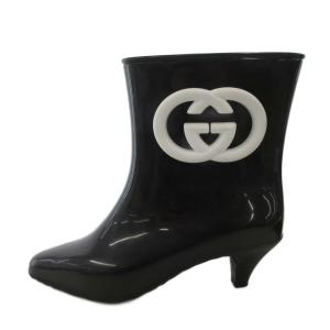 GUCCI レインブーツ インターロッキング 36 ブラック