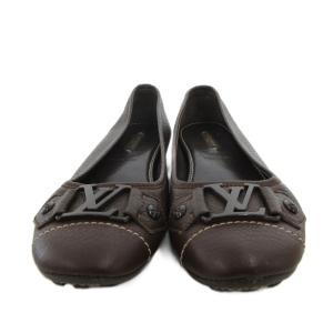 LOUIS VUITTON バレエシューズ LVロゴ 37 ブラウン