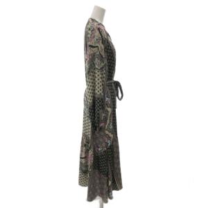 GRACE CONTINENTAL 24SS カフタンプリントロングワンピース キーネック 長袖 総柄 36 マルチカラー /FF GY19