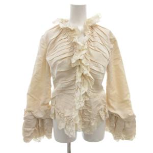 フリルジャケット シルク 44 クリーム
