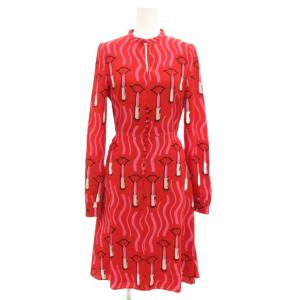 LIPSTICK WAVE PRINTED SILK FLARE DRESS ワンピース シルク