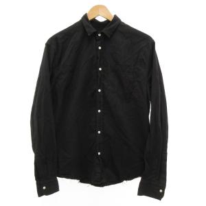 カジュアルシャツ 長袖 カットオフ USA製 S 黒 ブラック /JS GY19