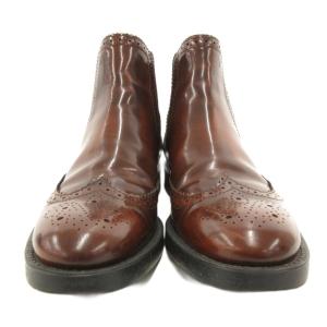 TOD'S サイドゴアブーツ レザー ウィングチップ メダリオン 36 茶 ブラウン /JS GY19