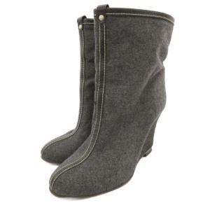ショートブーツ ウェッジソール メルトン ステッチ 38 グレー /JS AA GY19