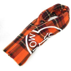 マフラー ロゴ チェック柄 オレンジ