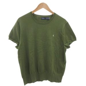 サマーニット セーター ポニー刺繍 半袖 XXL 緑 グリーン /FF GY19