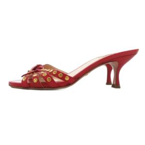 PRADA ミュール 36 サンダル シューズ スタッズ ハイヒール 赤 レッド /AE GY19
