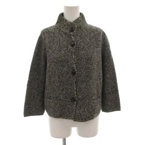 白タグ カーディガン ニット スタンドカラー ウール カシミヤ混 M グレー /FF GY19