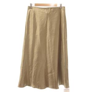 タグ付き Satin Midi Skirt スカート ミディ丈 Aラインシルエット L ゴールドカラー