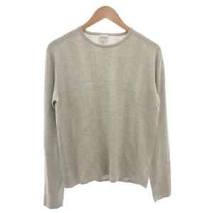 ニット セーター 絹 シルク カシミヤ混 46 グレー クルーネック 長袖 /FF GY19